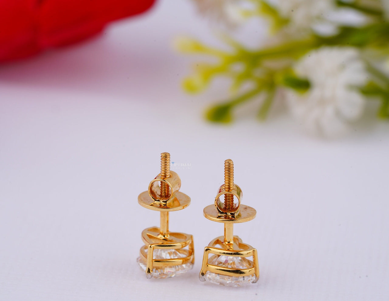 Minimalist Heart Shape Diamond Earring 1 Ctw Heart Cut Diamond Stud Earring Screw Back Yellow Gold Earring Perfect Anniversary Gift For Wife