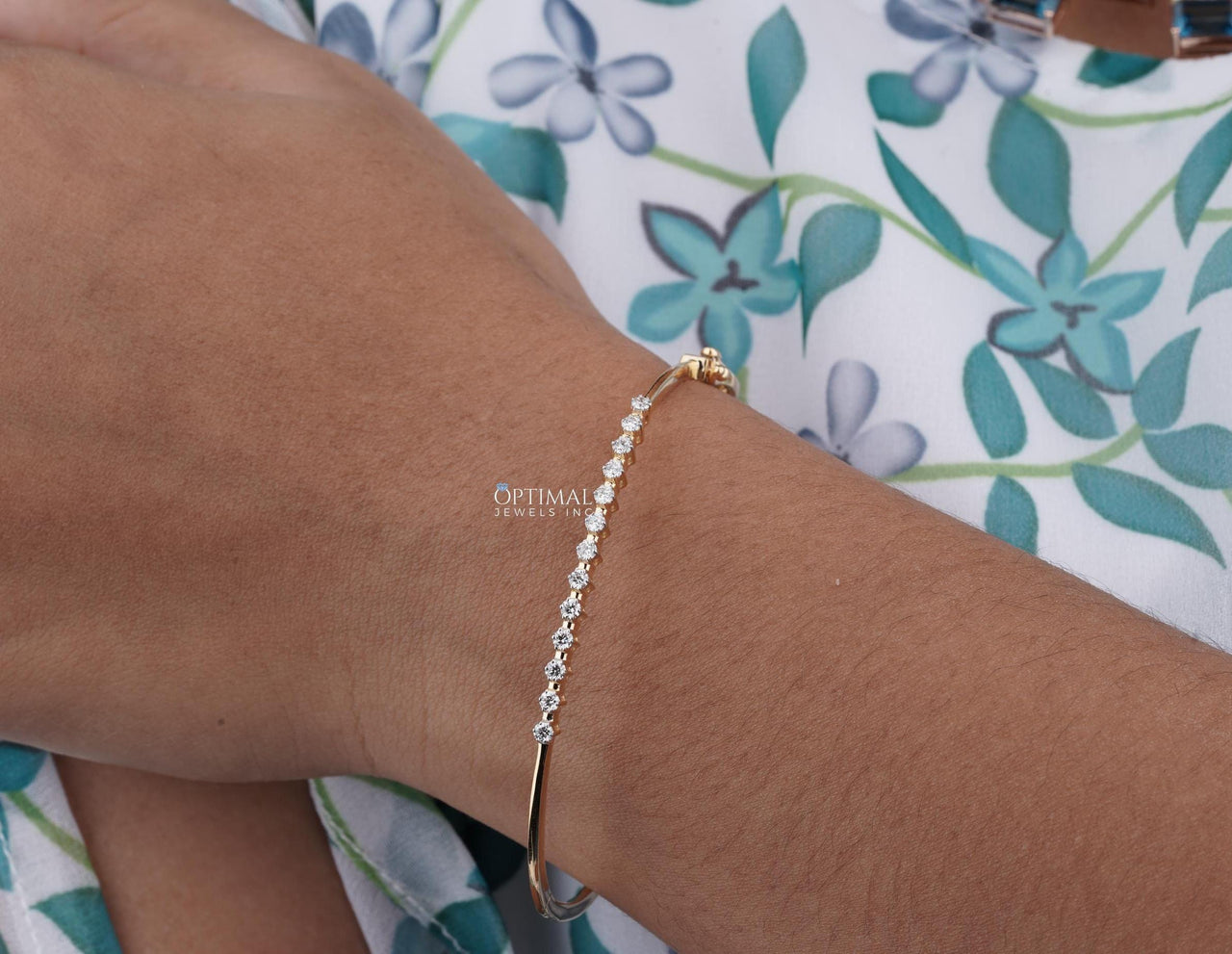 Minimalist Lab-Grown Diamond Bracelet, 0.80 CTW Round Cut Diamond Bracelet, 14K Yellow Gold Bracelet, Occasion Wear Bracelet, Gift for Women