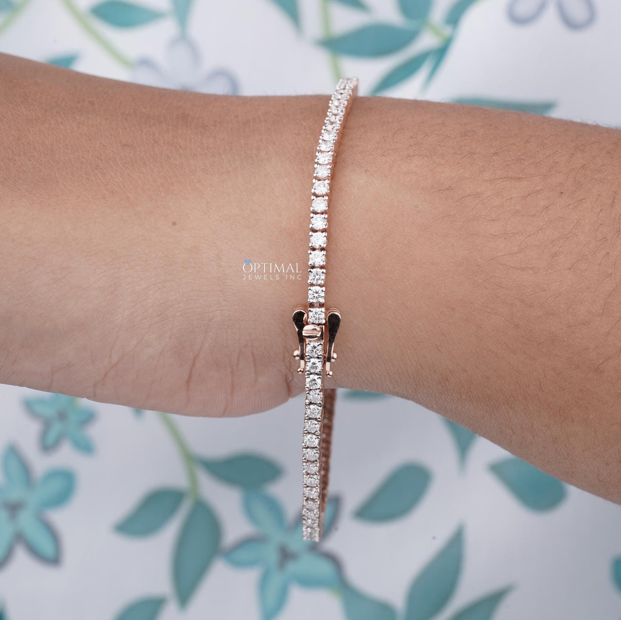 Rose Gold Lab-Grown Diamond Bracelet, 1.00 CT Round Cut Diamond Bracelet, Minimalist Bracelet, Everyday Wear Bracelet, Special Gift for Her