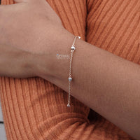 Thumbnail for Lab-Grown Diamond Chain Bracelet, 0.50 CTW Round Cut Diamond Bracelet, Bezel Set Rose Gold Bracelet, Station Bracelet, Special Gift for Love