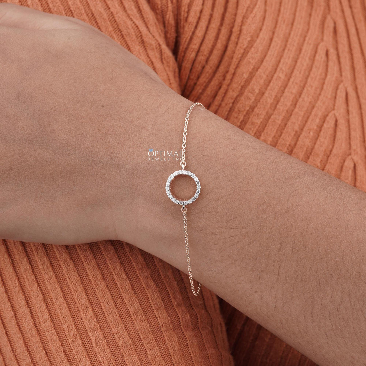 Gorgeous Rose Gold Chain Bracelet, Stunning Circle Diamond Bracelet, 0.50 CTW Lab-Grown Diamond, Ideal Gift For Her, Everyday Wear Bracelet