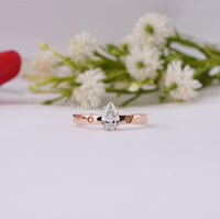 Thumbnail for Minimalist Pear Lab Grown Diamond Engagement Ring 0.53 Ctw Solitaire Diamond Ring Pear Cut Lab Diamond Ring Everyday Wear Ring Gift For Her