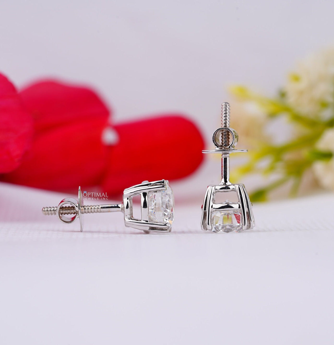 Round Cut Lab Diamond Earrings 1.00 Ctw White Gold Earrings Stud Earrings Claw Prong Earrings Everyday Wear Earring Anniversary Gift For Her