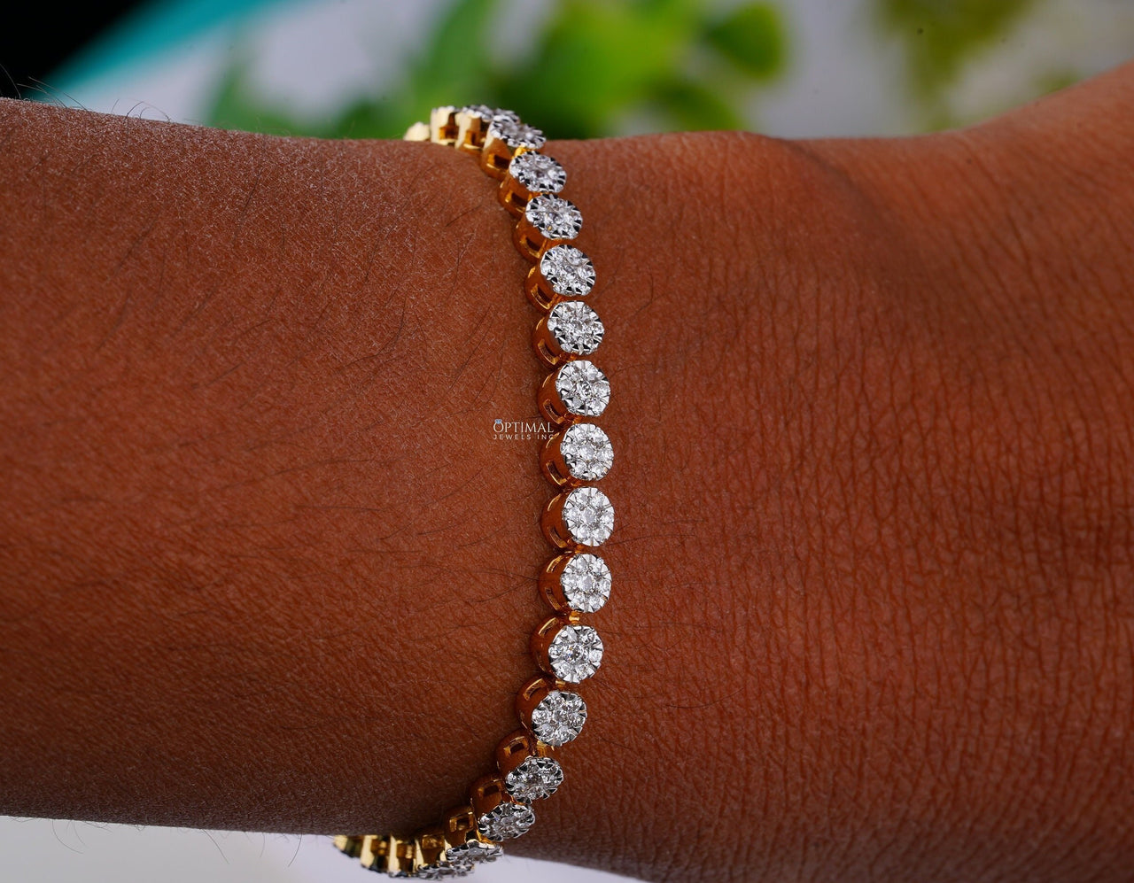 Unique Round Cut Lab Grown Diamond Tennis Bracelet, 8.00 CTW Diamond Yellow Gold Handmade Design, Perfect Anniversary Gift for Men and Women