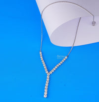 Thumbnail for Antique Y-Shaped Diamond Tennis Necklace, 3.67 Ctw Round Cut Lab-Grown Diamonds, White Gold Chain Necklace, Elegant Jewelry Piece for Women