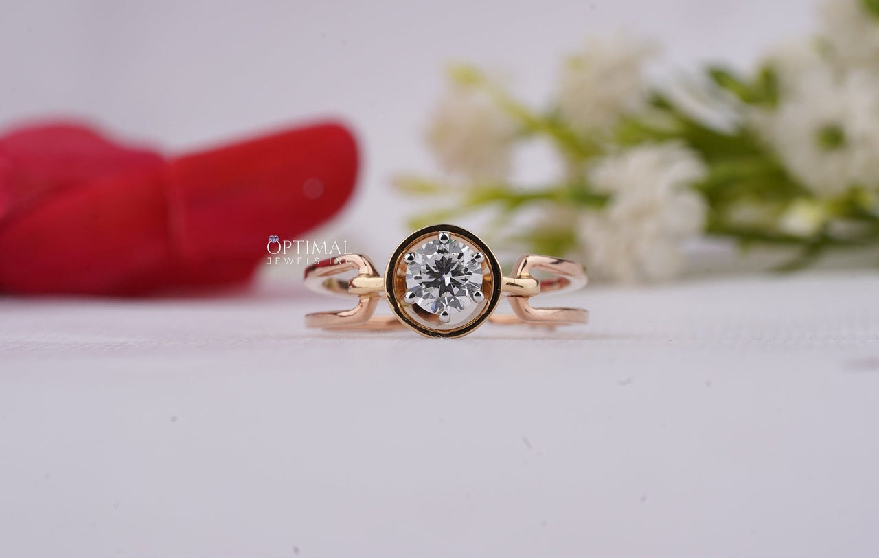 Solitaire Lab Grown Diamond Ring 0.50 Ct Round Cut Lab Diamond Engagement Ring Bezel Set Wedding Ring Rose Gold Ring Promise Ring For Women