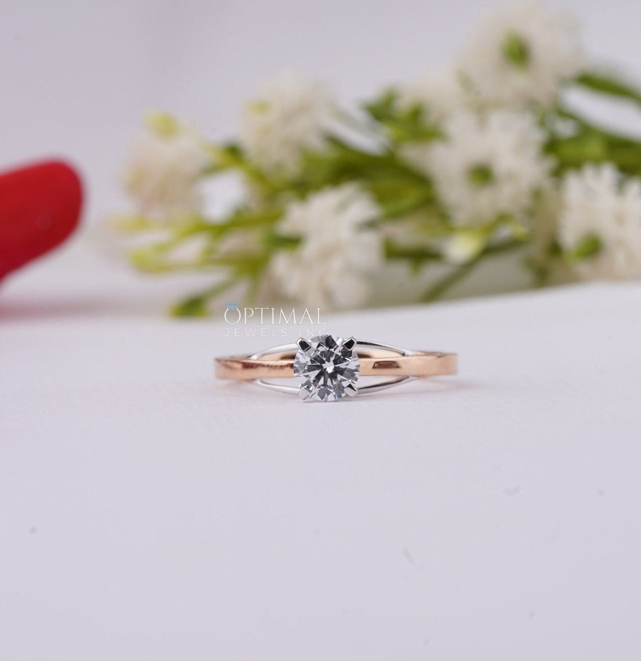 0.50 Ctw Round Lab Grown Diamond Ring Dainty Anniversary Gift Ring Solitaire Round Lab Diamond Ring Rose Gold Everyday Wear Ring For Her