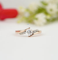 Thumbnail for Sparking Round Lab Diamond Ring 0.75 CTW Pave Set Ring Solid Rose Gold Band Diamond Engagement Ring Wedding Ring Perfect For All Occasion