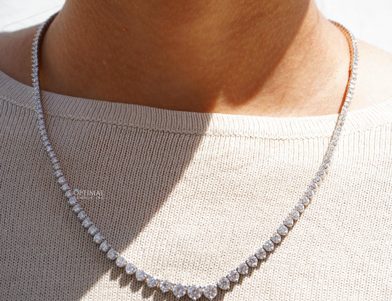 Gorgeous Round Lab Grown Diamond Necklace 20.50 CT Tennis Necklace, 18K White Gold Necklace, 18 Inch Women's Necklace, Perfect For Occasions