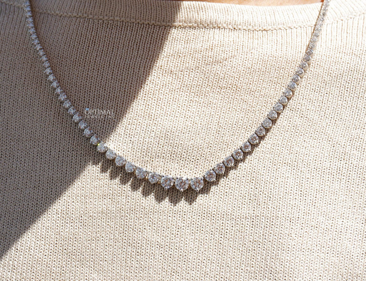 Gorgeous Round Lab Grown Diamond Necklace 20.50 CT Tennis Necklace, 18K White Gold Necklace, 18 Inch Women's Necklace, Perfect For Occasions