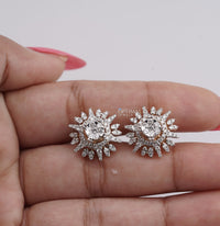 Thumbnail for Glamorous Lab-Grown Diamond Flare Earrings, 3.00 CTW Round Cut Diamonds, Pave Halo Set Diamond Earring  Perfect for Every Occasion For Women