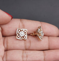 Thumbnail for Unique 1.40 CTW Lab-Grown Diamond Flower Stud Earring, Cluster Set Lab Diamond 18K Gold Earring, Special Occasions Wear, Earring For Women