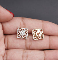 Thumbnail for Unique 1.40 CTW Lab-Grown Diamond Flower Stud Earring, Cluster Set Lab Diamond 18K Gold Earring, Special Occasions Wear, Earring For Women