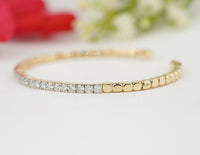 Thumbnail for Round Lab-Grown Diamond Tennis Bracelet, 5.00 CTW IGI Certified Diamond, Yellow Gold Half Eternity Bracelet, Perfect for Everyday Wear