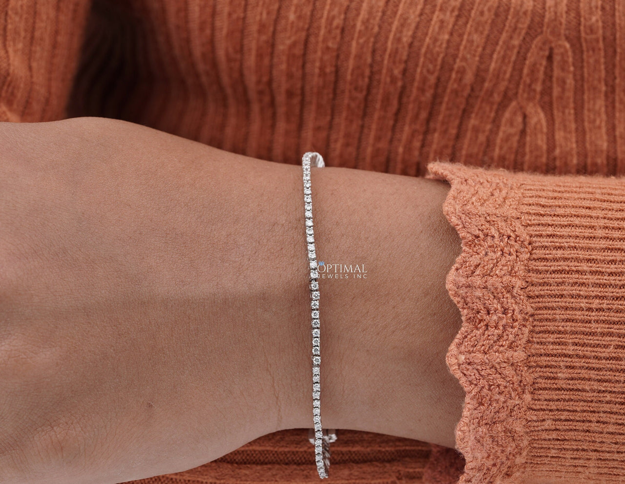 Sleek Round Lab-Grown Diamond Bracelet, 1.00 CT Round Cut Diamond Bracelet, White Gold Bracelet, Delicate Everyday Wear, Ideal Gift for Her