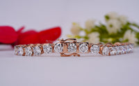 Thumbnail for Impressive 23.00 CTW Lab-Grown Round Diamond Bracelet, IGI Certified Round Cut Diamonds Rose Gold Tennis Design Bracelet, For Men and Women