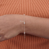 Thumbnail for Lab-Grown Diamond Chain Bracelet, 0.50 CTW Round Cut Diamond Bracelet, Bezel Set Rose Gold Bracelet, Station Bracelet, Special Gift for Love