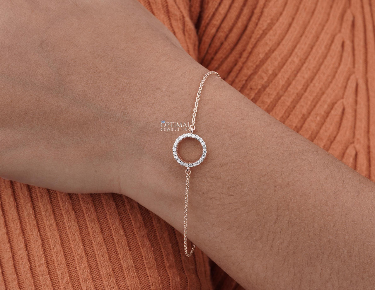 Gorgeous Rose Gold Chain Bracelet, Stunning Circle Diamond Bracelet, 0.50 CTW Lab-Grown Diamond, Ideal Gift For Her, Everyday Wear Bracelet