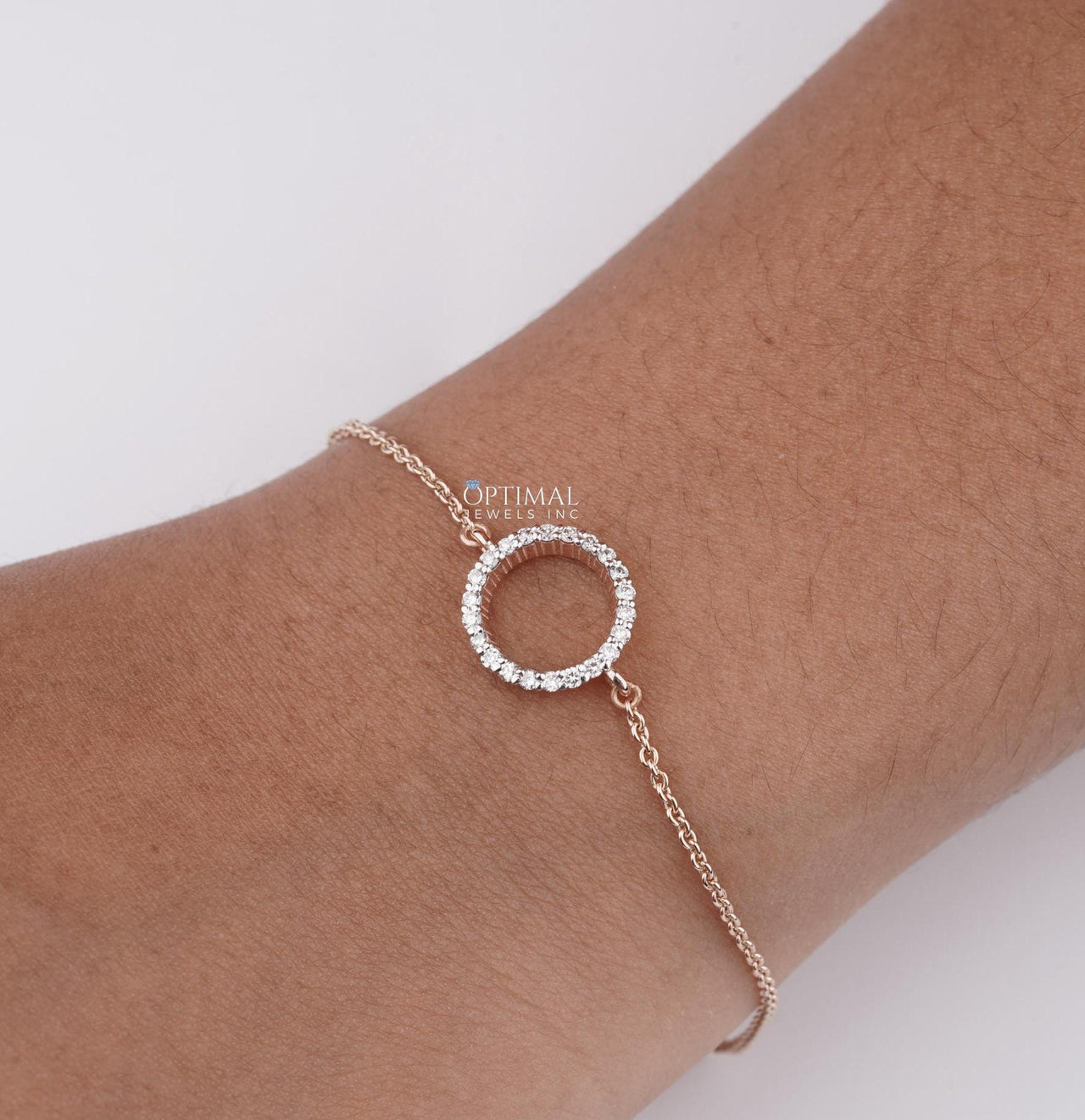 Gorgeous Rose Gold Chain Bracelet, Stunning Circle Diamond Bracelet, 0.50 CTW Lab-Grown Diamond, Ideal Gift For Her, Everyday Wear Bracelet