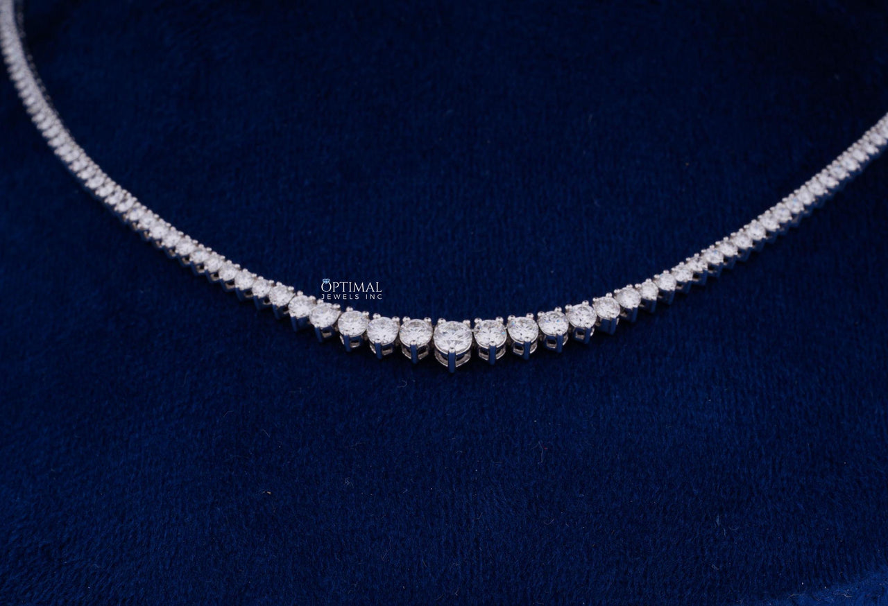 Gorgeous Round Lab Grown Diamond Necklace 20.50 CT Tennis Necklace, 18K White Gold Necklace, 18 Inch Women's Necklace, Perfect For Occasions