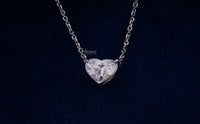 Thumbnail for Stunning White Gold Heart Necklace, Lab Grown Diamond, 1.50 Ctw Solitaire Pendant, 18