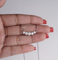 Thumbnail for Gorgeous Five Stone Lab Grown Diamond Necklace 1.20 Ctw Round Cut Diamond White Gold 18 Inch Necklace, Perfect Wedding or Anniversary Gift